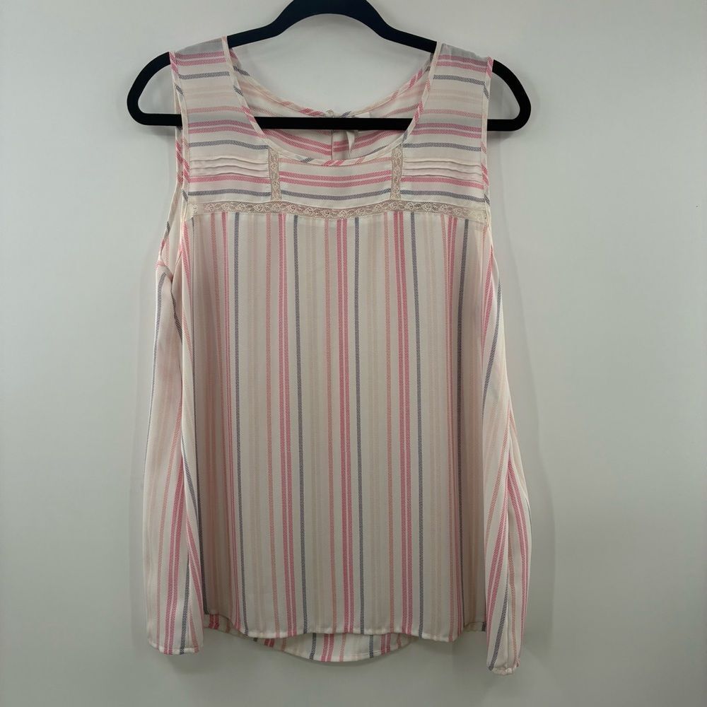 3for$20 Lauren Conrad Striped Cold-Shoulder Blouse in Pink and Cream size XL